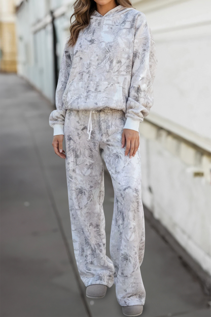 Abstract Print Hoodie & Drawstring 2pcs Pants Set | S-XL