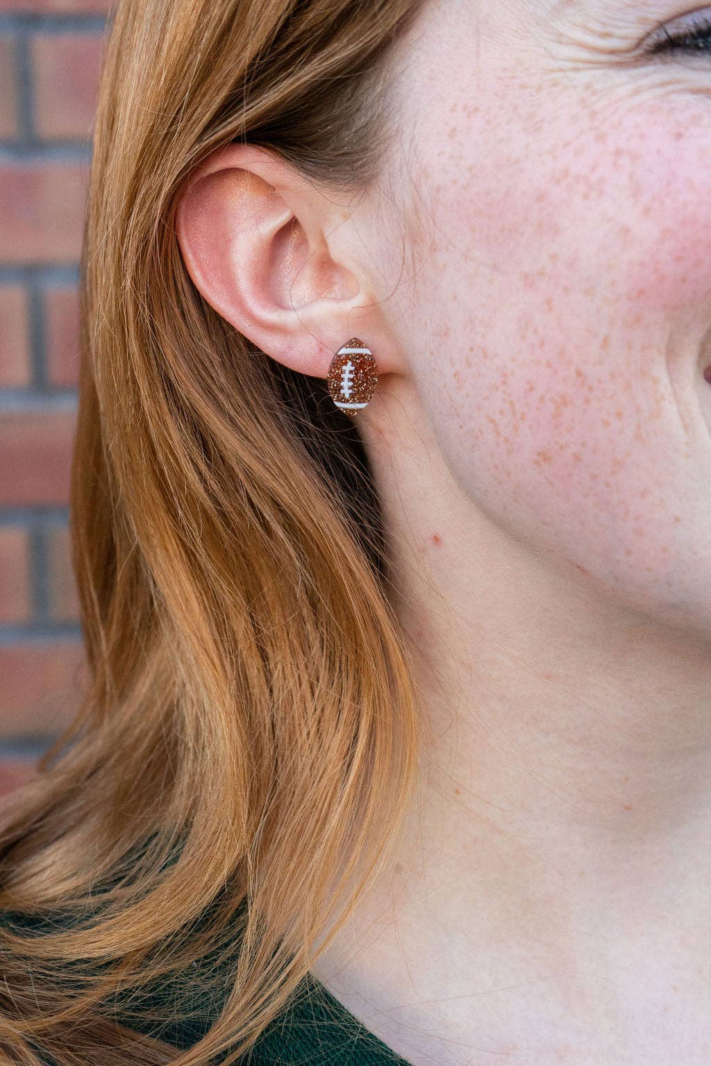 Glitter Football Studs // Game Day, Jewelry, Earrings