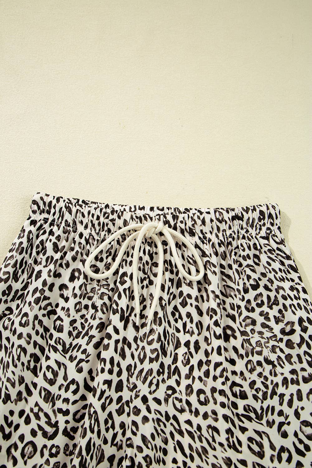 Leopard Drawstring Elastic Waistband Loose Pants