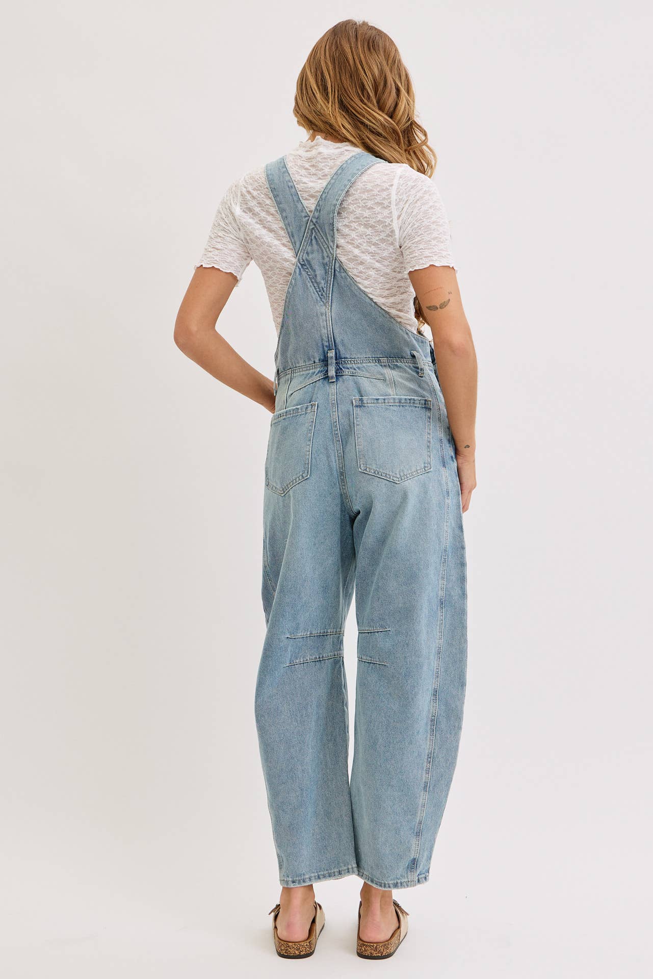 BARREL-LEG DENIM JUMPSUIT