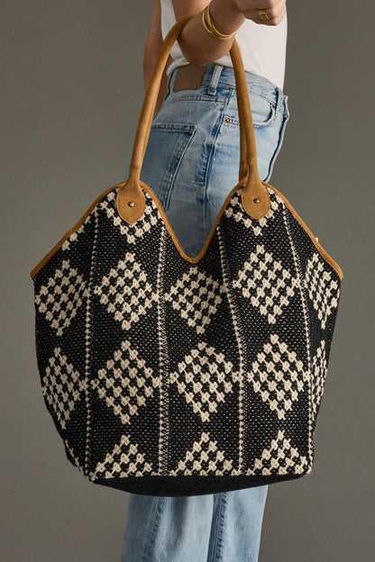 Black & Cream Diamond Pattern Tote