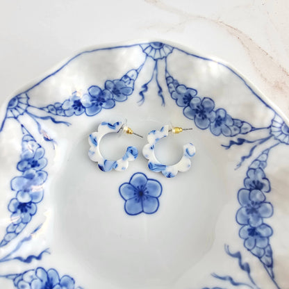 Flora Mini Hoops - Greek Goddess Blue