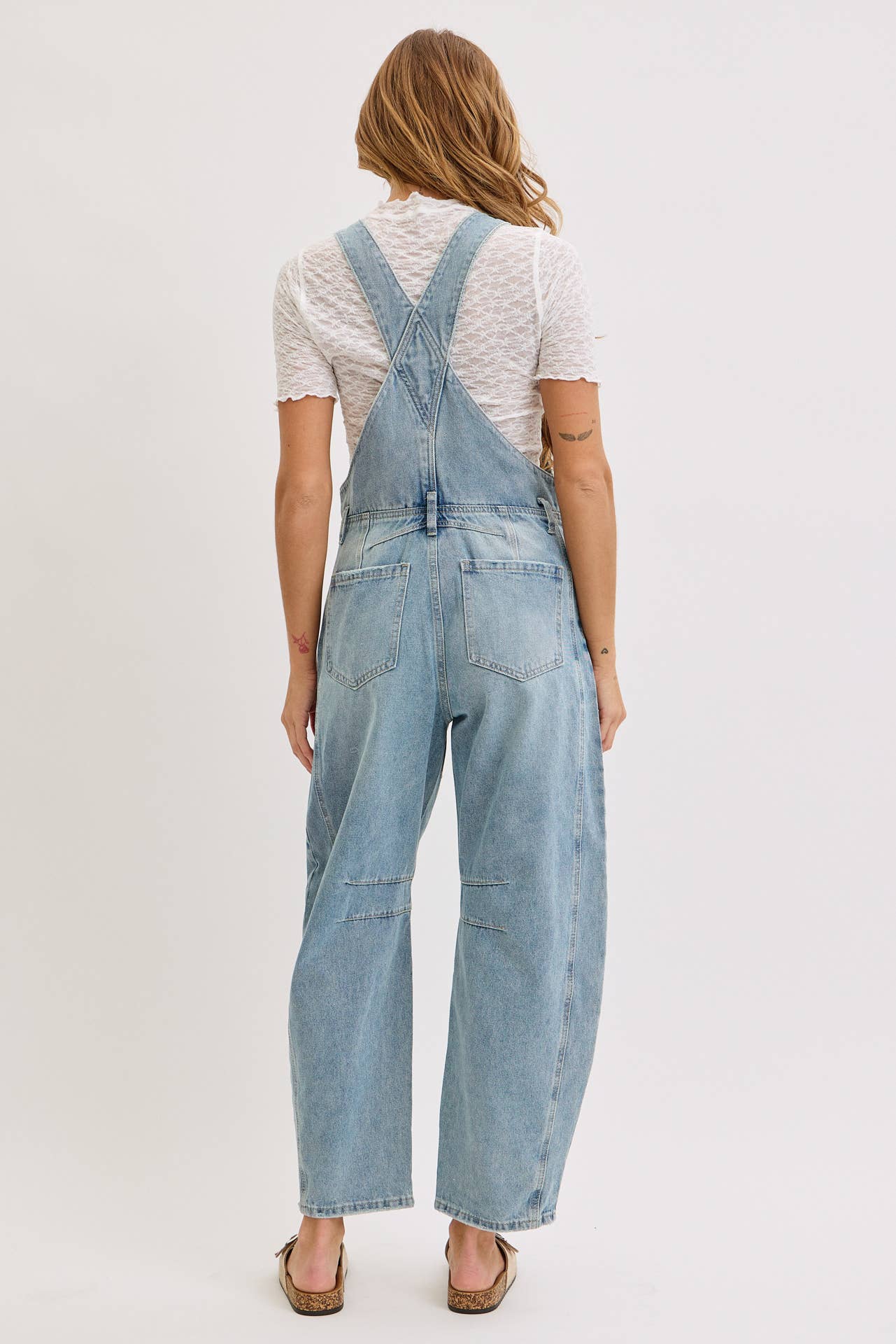 BARREL-LEG DENIM JUMPSUIT
