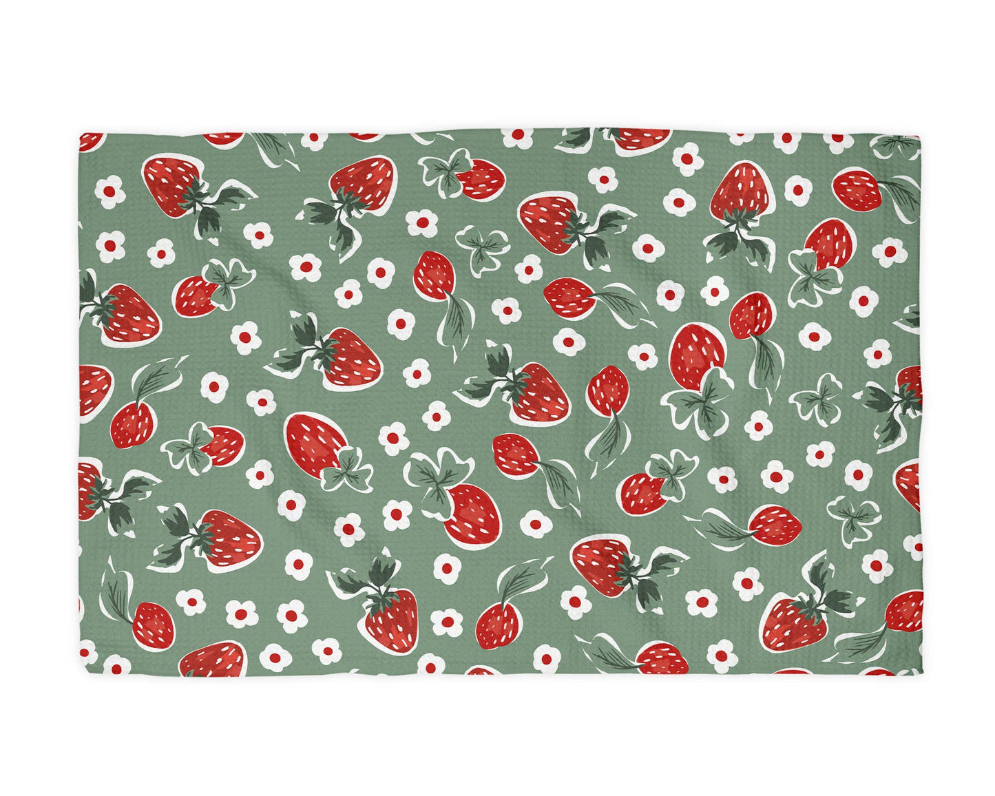 Strawberry Summer Fruit Market Berry Kitchen Towel Waffle