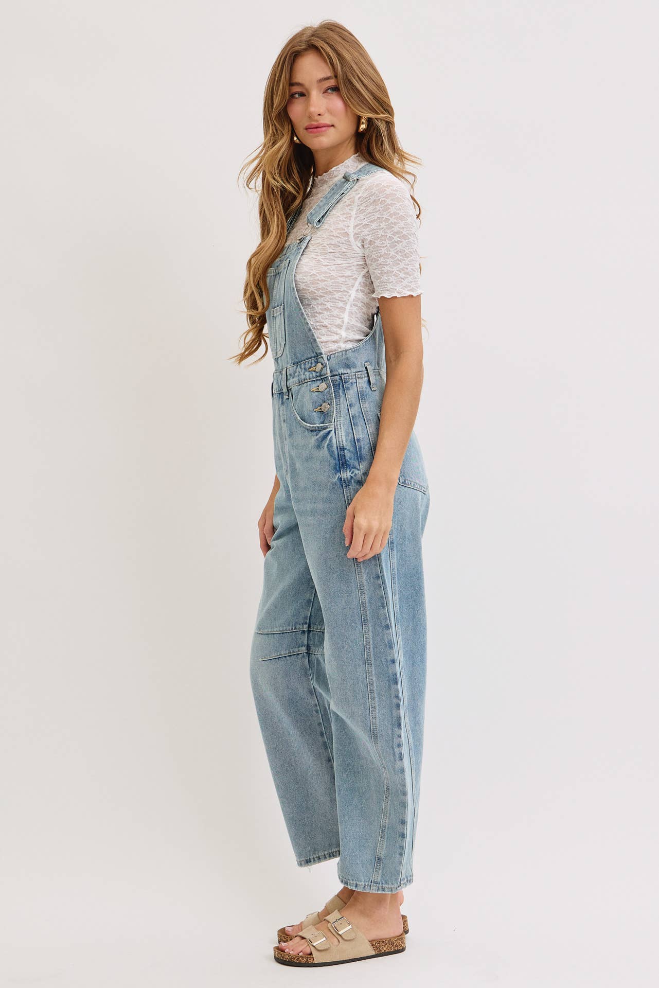 BARREL-LEG DENIM JUMPSUIT