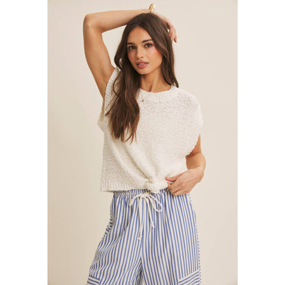 SALT-AIR TEXTURED STRIPE WIDE-LEG PANTS WITH POCKETS