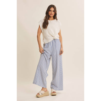 SALT-AIR TEXTURED STRIPE WIDE-LEG PANTS WITH POCKETS