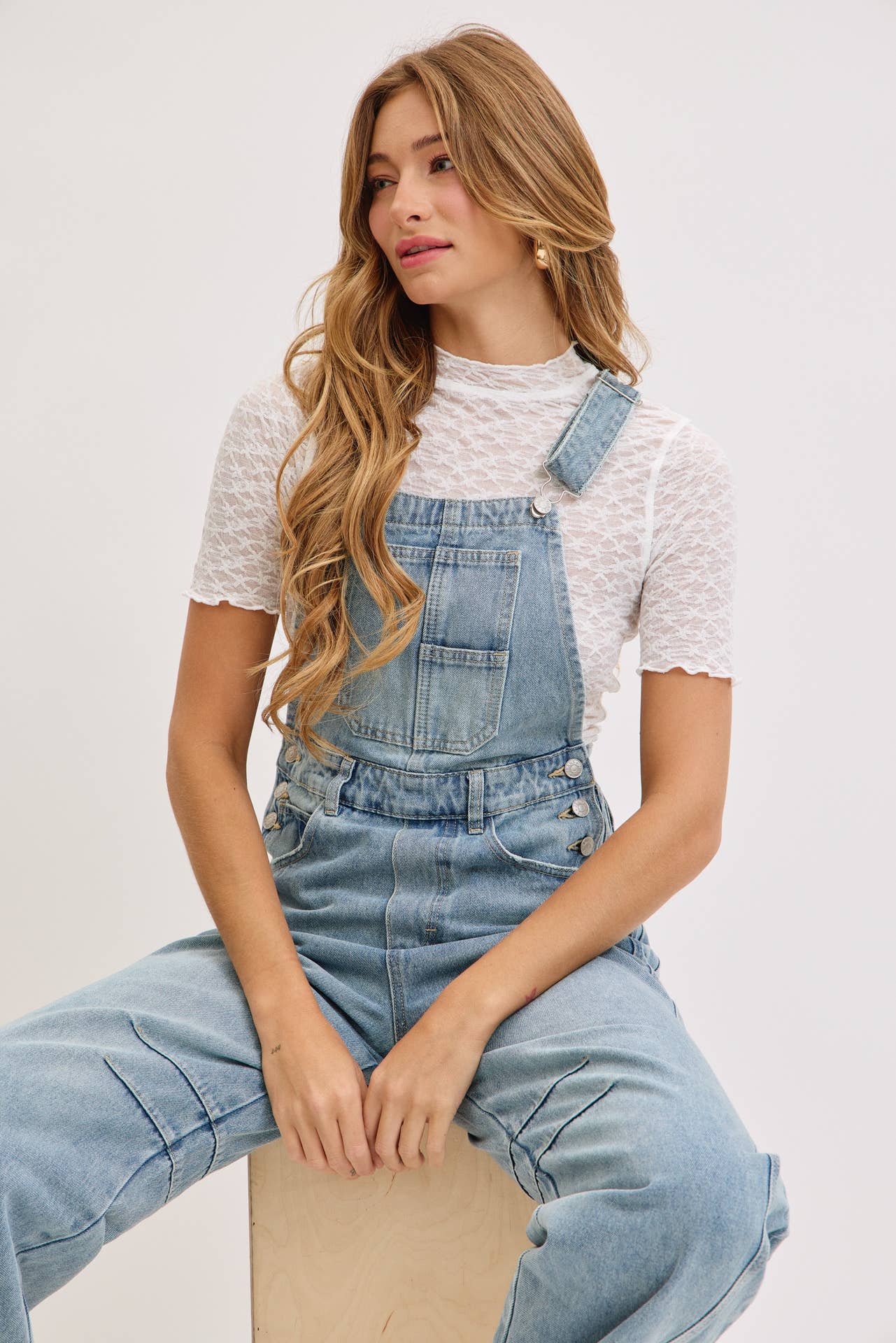 BARREL-LEG DENIM JUMPSUIT
