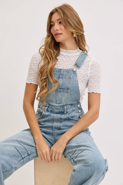 BARREL-LEG DENIM JUMPSUIT