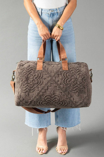 Brown Vintage Textured Duffel Bag