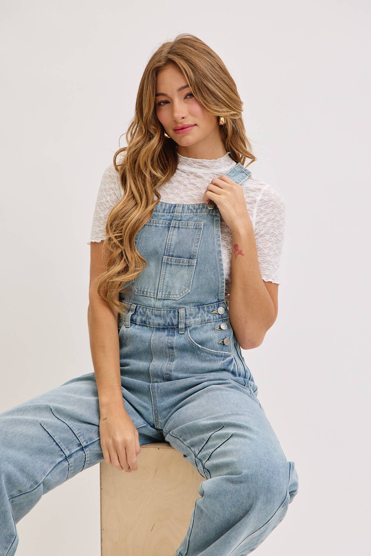 BARREL-LEG DENIM JUMPSUIT