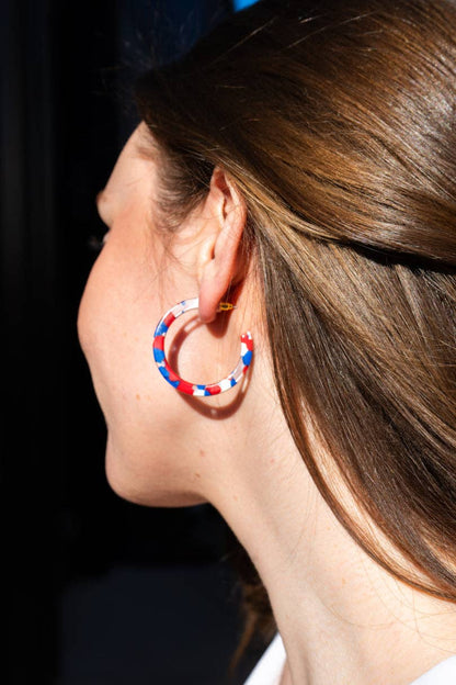 Camy Hoops - Red, White & Blue // Jewelry, Earrings, 4th of July